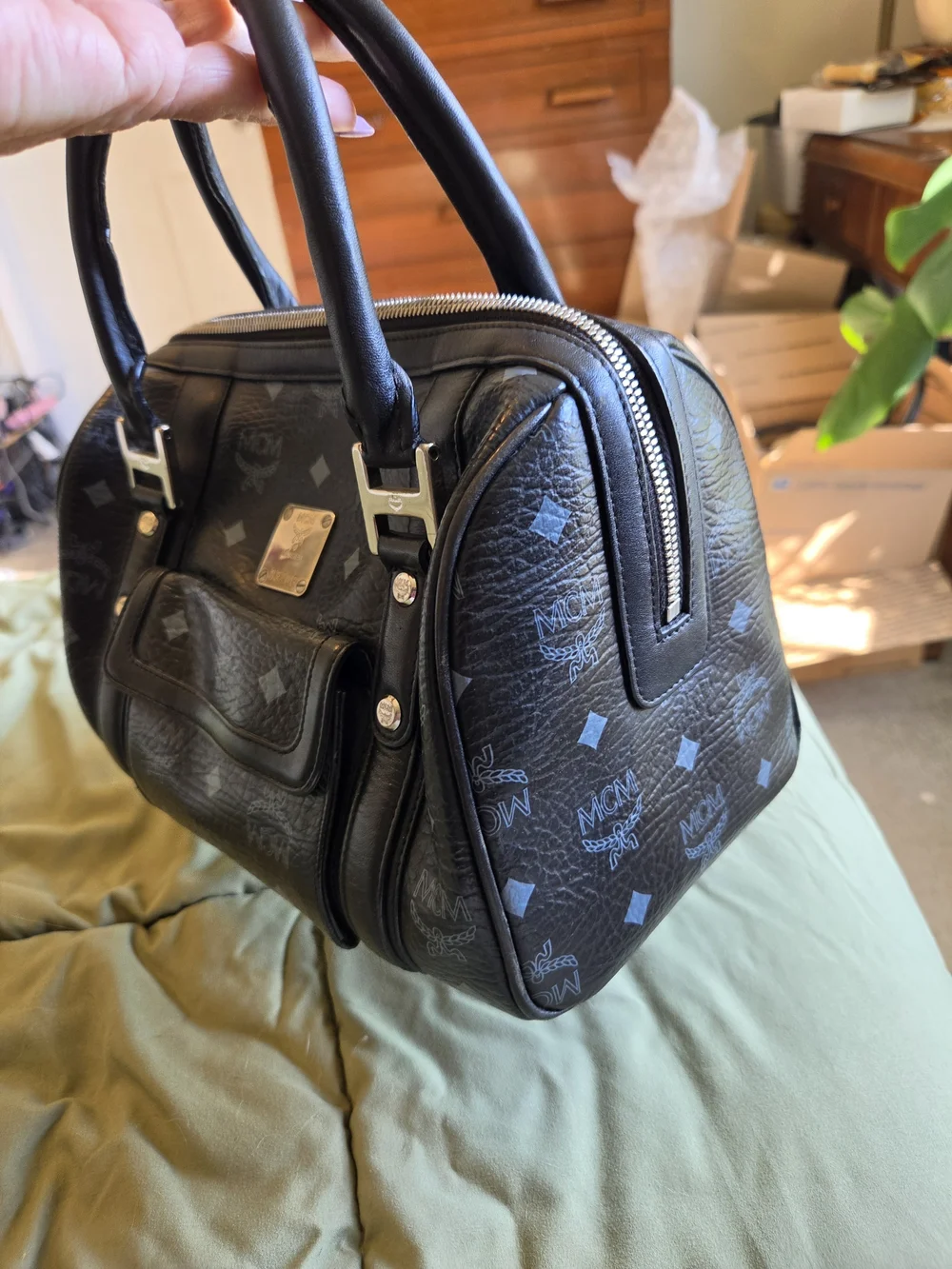 MCM Visetos Boston Bag With Matching Briefcase